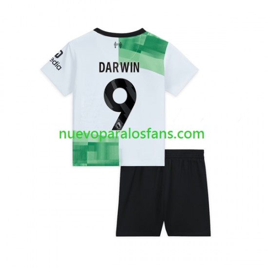 Camiseta de Fútbol Liverpool Darwin Nunez 9 Niño Exterior 2023-2024 Manga Corta