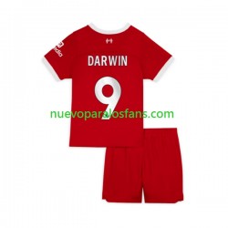 Camiseta de Fútbol Liverpool Darwin Nunez 9 Niño Casa 2023-2024 Manga Corta