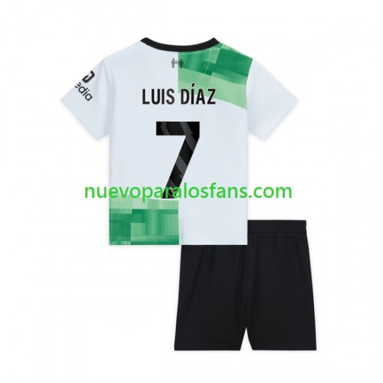 Camiseta de Fútbol Liverpool Luis Diaz 7 Niño Exterior 2023-2024 Manga Corta