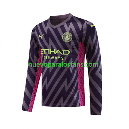 Camiseta de Fútbol Manchester City Portero Hombre Exterior 2023-2024 Manga Larga