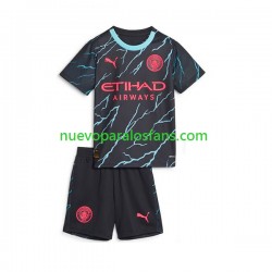 Camiseta de Fútbol Manchester City Niño Tercera 2023-2024 Manga Corta