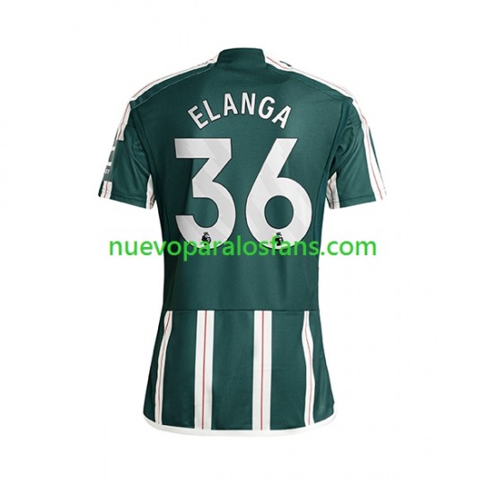 Camiseta de Fútbol Manchester United Anthony Elanga 36 Hombre Exterior 2023-2024 Manga Corta