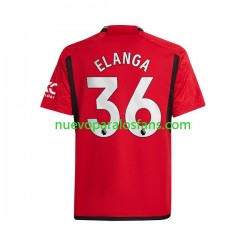 Camiseta de Fútbol Manchester United Anthony Elanga 36 Hombre Casa 2023-2024 Manga Corta