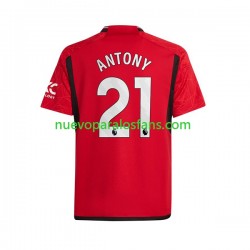 Camiseta de Fútbol Manchester United Antony Matheus 21 Hombre Casa 2023-2024 Manga Corta