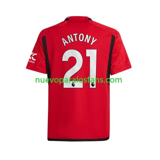 Camiseta de Fútbol Manchester United Antony Matheus 21 Hombre Casa 2023-2024 Manga Corta