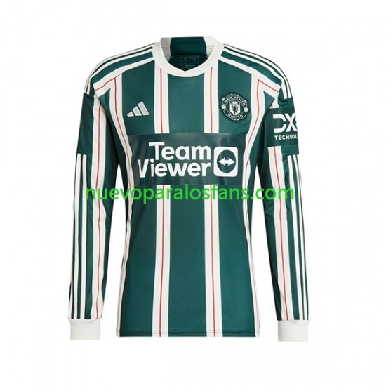 Camiseta de Fútbol Manchester United Hombre Exterior 2023-2024 Manga Larga