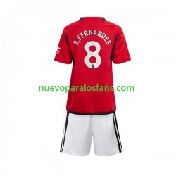 Camiseta de Fútbol Manchester United B.Fernandes 8 Niño Casa 2023-2024 Manga Corta