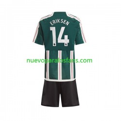 Camiseta de Fútbol Manchester United Eriksen 14 Niño Exterior 2023-2024 Manga Corta