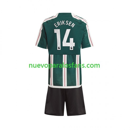 Camiseta de Fútbol Manchester United Eriksen 14 Niño Exterior 2023-2024 Manga Corta