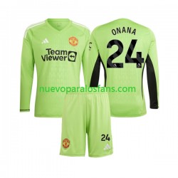 Camiseta de Fútbol Manchester United Andre Onana 24 Portero Niño Casa 2023-2024 Manga Larga