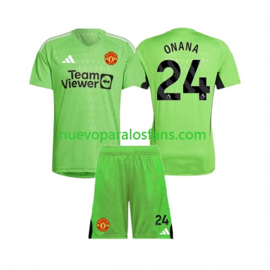 Camiseta de Fútbol Manchester United Andre Onana 24 Portero Niño Casa 2023-2024 Manga Corta