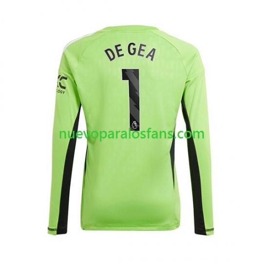 Camiseta de Fútbol Manchester United De Gea 1 Portero Hombre Casa 2023-2024 Manga Larga