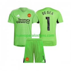 Camiseta de Fútbol Manchester United De Gea 1 Portero Niño Casa 2023-2024 Manga Corta