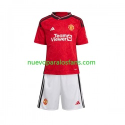 Camiseta de Fútbol Manchester United Niño Casa 2023-2024 Manga Corta