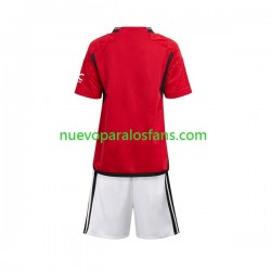 Camiseta de Fútbol Manchester United Niño Casa 2023-2024 Manga Corta