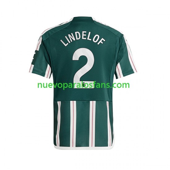 Camiseta de Fútbol Manchester United Lindelof 2 Hombre Exterior 2023-2024 Manga Corta