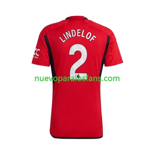 Camiseta de Fútbol Manchester United Lindelof 2 Hombre Casa 2023-2024 Manga Corta