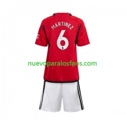 Camiseta de Fútbol Manchester United Lisandro Martinez 6 Niño Casa 2023-2024 Manga Corta