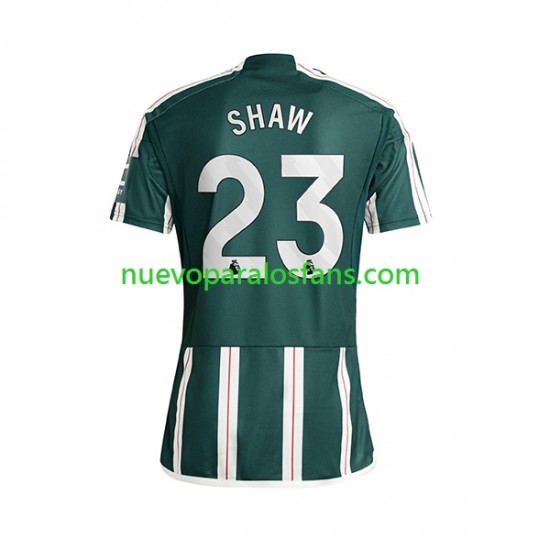 Camiseta de Fútbol Manchester United Luke Shaw 23 Hombre Exterior 2023-2024 Manga Corta