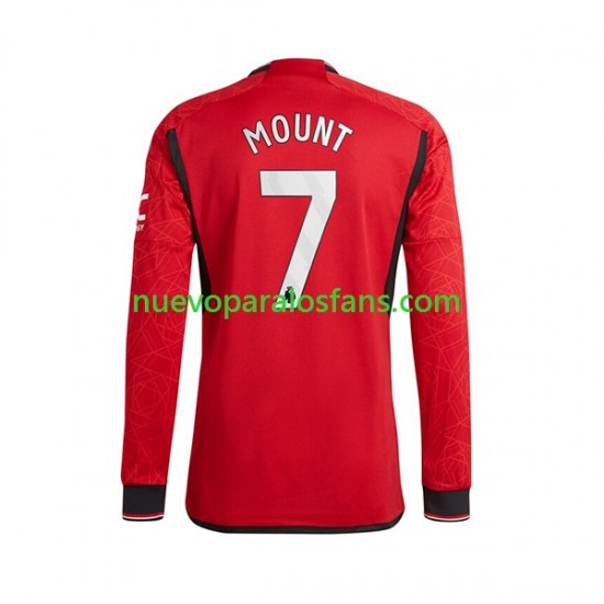 Camiseta de Fútbol Manchester United Mount 7 Hombre Casa 2023-2024 Manga Larga