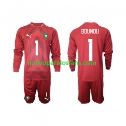 Camiseta de Fútbol Marruecos Yassine Bounou 1 Portero Niño Casa 2022 Manga Larga