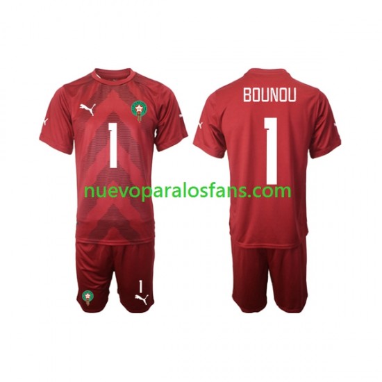 Camiseta de Fútbol Marruecos Yassine Bounou 1 Portero Niño Casa 2022 Manga Corta