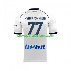 Camiseta de Fútbol Napoli Khvicha Kvaratskhelia 77 Hombre Exterior 2023-2024 Manga Corta