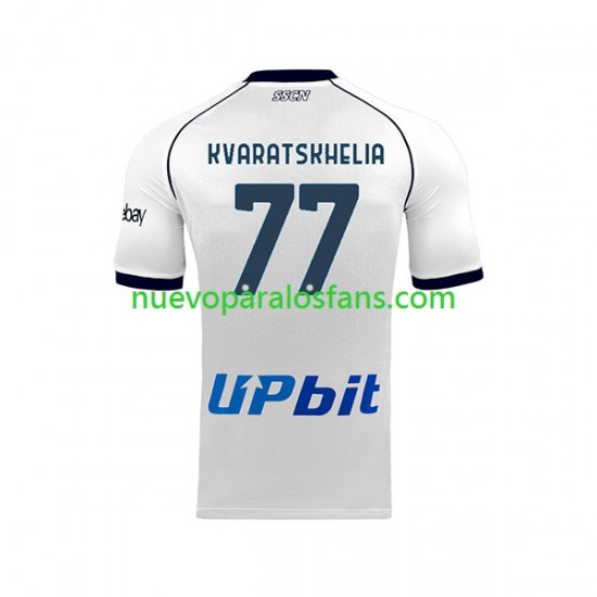 Camiseta de Fútbol Napoli Khvicha Kvaratskhelia 77 Hombre Exterior 2023-2024 Manga Corta