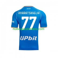 Camiseta de Fútbol Napoli Khvicha Kvaratskhelia 77 Hombre Casa 2023-2024 Manga Corta