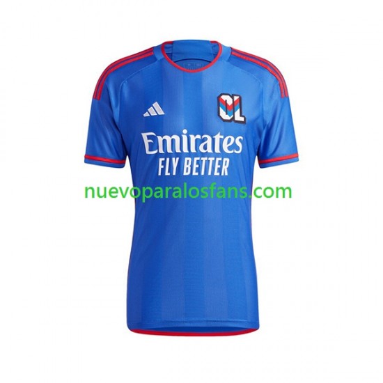 Camiseta de Fútbol Olympique de Lyon Hombre Exterior 2023-2024 Manga Corta