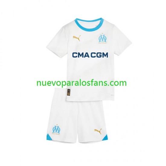 Camiseta de Fútbol Olympique de Marsella Niño Casa 2023-2024 Manga Corta