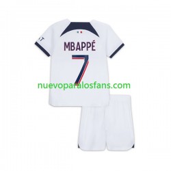 Camiseta de Fútbol Paris Saint-Germain Mbappé Kylian 7 Niño Exterior 2023-2024 Manga Corta