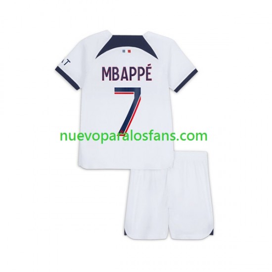 Camiseta de Fútbol Paris Saint-Germain Mbappé Kylian 7 Niño Exterior 2023-2024 Manga Corta