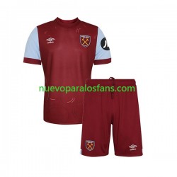 Camiseta de Fútbol West Ham United Niño Casa 2023-2024 Manga Corta