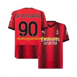 Camiseta de Fútbol AC Milan Charles De Ketelaere 90 Hombre Casa 2023-2024 Manga Corta