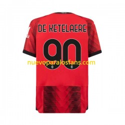 Camiseta de Fútbol AC Milan Charles De Ketelaere 90 Hombre Casa 2023-2024 Manga Corta
