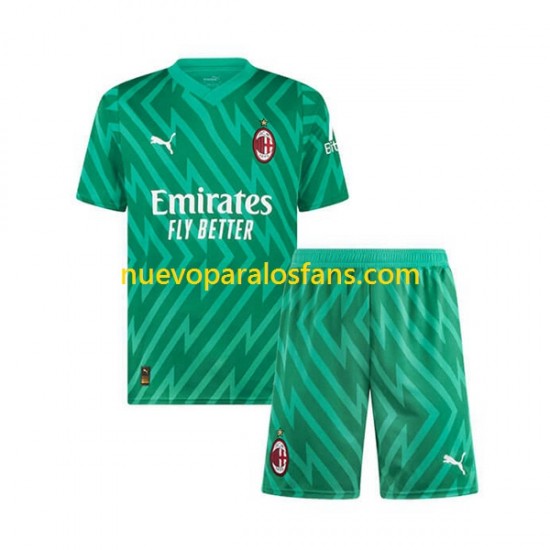 Camiseta de Fútbol AC Milan Portero Niño Casa 2023-2024 Manga Corta