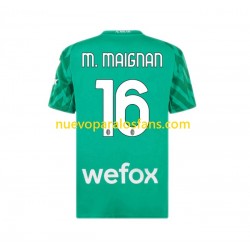 Camiseta de Fútbol AC Milan Mike Maignan 16 Portero Hombre Casa 2023-2024 Manga Corta