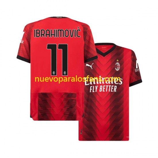 Camiseta de Fútbol AC Milan Ibrahimović 11 Hombre Casa 2023-2024 Manga Corta