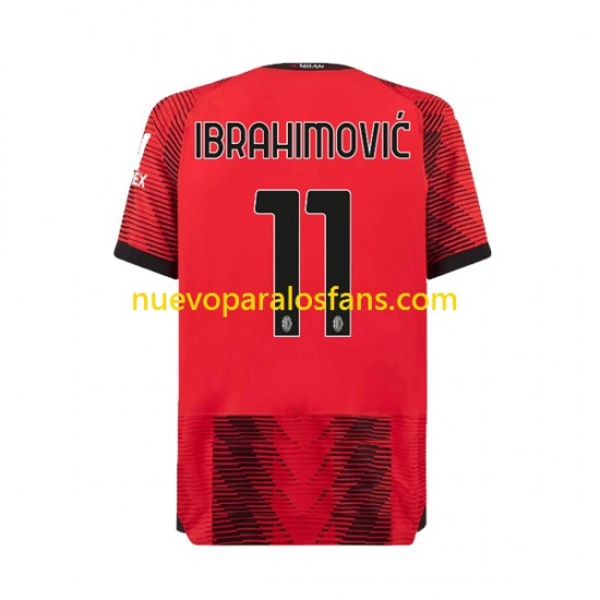 Camiseta de Fútbol AC Milan Ibrahimović 11 Hombre Casa 2023-2024 Manga Corta