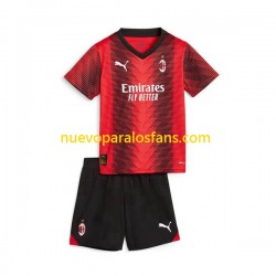 Camiseta de Fútbol AC Milan Niño Casa 2023-2024 Manga Corta
