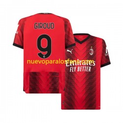 Camiseta de Fútbol AC Milan Olivier Giroud 9 Hombre Casa 2023-2024 Manga Corta