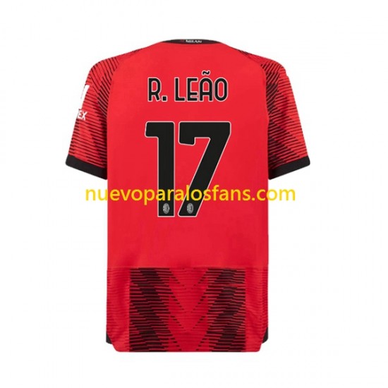 Camiseta de Fútbol AC Milan Rafael Leao 17 Hombre Casa 2023-2024 Manga Corta