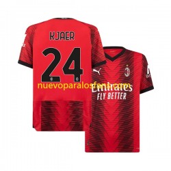 Camiseta de Fútbol AC Milan Simon Kjaer 24 Hombre Casa 2023-2024 Manga Corta