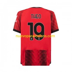 Camiseta de Fútbol AC Milan Theo Hernandez 19 Hombre Casa 2023-2024 Manga Corta