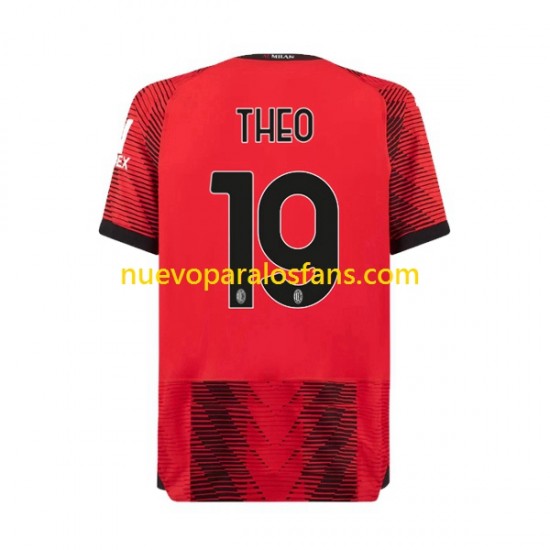 Camiseta de Fútbol AC Milan Theo Hernandez 19 Hombre Casa 2023-2024 Manga Corta