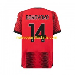 Camiseta de Fútbol AC Milan Tiemoue Bakayoko 14 Hombre Casa 2023-2024 Manga Corta