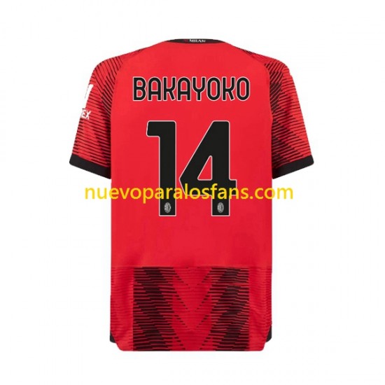Camiseta de Fútbol AC Milan Tiemoue Bakayoko 14 Hombre Casa 2023-2024 Manga Corta