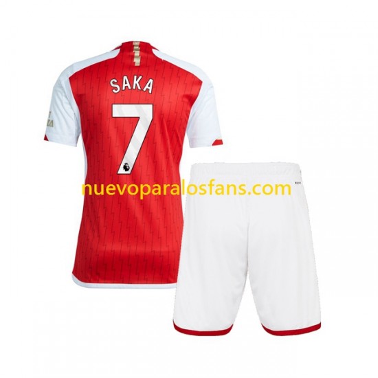 Camiseta de Fútbol Arsenal Saka 7 Niño Casa 2023-2024 Manga Corta