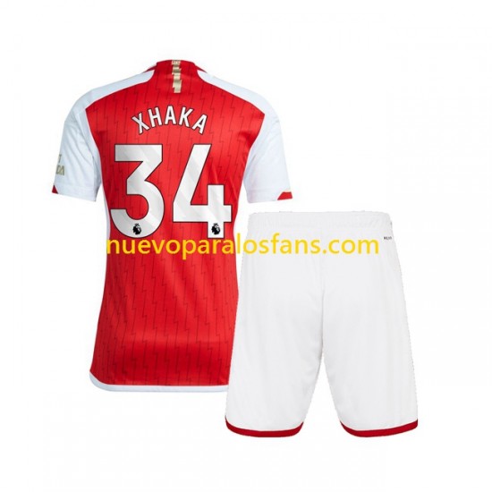 Camiseta de Fútbol Arsenal Xhaka 34 Niño Casa 2023-2024 Manga Corta